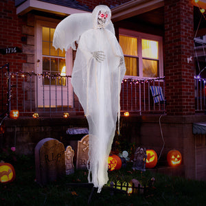 8.3 ft Halloween Standing Haunted Angel with Lighted Eyes and Automatic Wing Movement — view 5