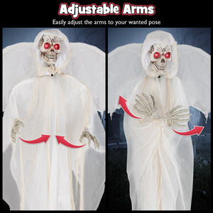 8.3 ft Halloween Standing Haunted Angel with Lighted Eyes and Automatic Wing Movement — view 8