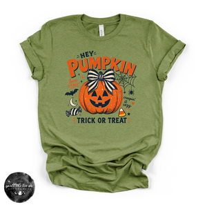 Hey Pumpkin, Trick or Treat? Tee | Cute Halloween Pumpkin Graphic T-Shirt — view 4