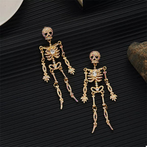 Halloween Skeleton Skull Zircon Drop Earrings — view 3