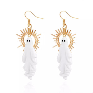 Halloween Sunburst Ghost Drop Earrings — view 6