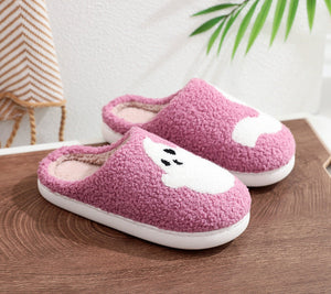 Halloween Ghost Pumpkin Unisex Fur Slippers — view 2
