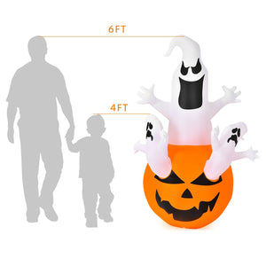 6 Feet Pumpkin-Halloween Blow Up Yard Decorations with Build-in LED Light — view 4