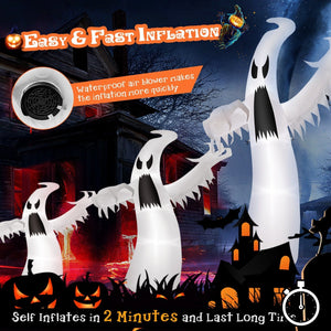 12 Feet Halloween Inflatable Ghost with LED Lights — view 7