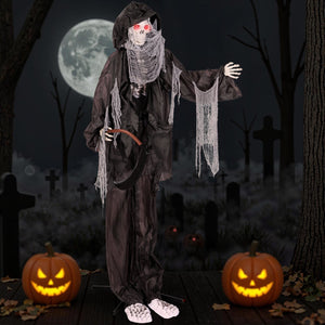 8.5 Feet Halloween Decoration Animated Standing Grim Reaper with Glowing Eyes — view 2
