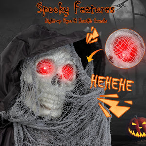 8.5 Feet Halloween Decoration Animated Standing Grim Reaper with Glowing Eyes — view 7