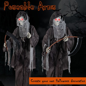 8.5 Feet Halloween Decoration Animated Standing Grim Reaper with Glowing Eyes — view 8