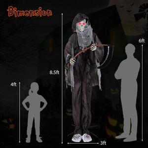 8.5 Feet Halloween Decoration Animated Standing Grim Reaper with Glowing Eyes — view 4