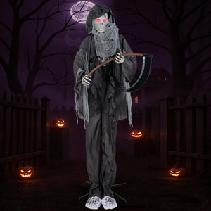 8.5 Feet Halloween Decoration Animated Standing Grim Reaper with Glowing Eyes — view 5
