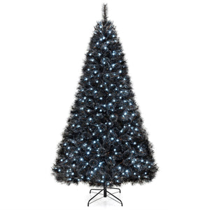 6/7/8 Feet Black Artificial Halloween Christmas Tree with PVC Branch Tips and 210/320/450 Cool White LED Lights — view 3