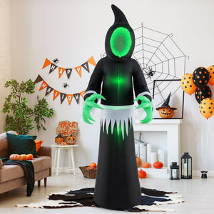 8 Feet Giant Halloween Inflatable Ghost with Built-in LED Lights and Mirror Face — view 1