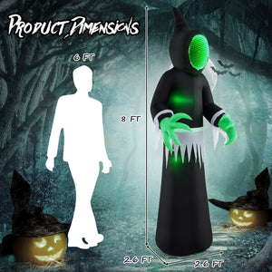 8 Feet Giant Halloween Inflatable Ghost with Built-in LED Lights and Mirror Face — view 4