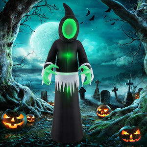 8 Feet Giant Halloween Inflatable Ghost with Built-in LED Lights and Mirror Face — view 5