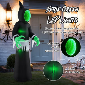 8 Feet Giant Halloween Inflatable Ghost with Built-in LED Lights and Mirror Face — view 7