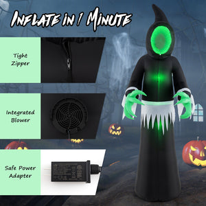 8 Feet Giant Halloween Inflatable Ghost with Built-in LED Lights and Mirror Face — view 8