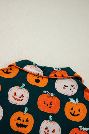 Orange Halloween Pattern Short Sleeve Shirt Pajama Set — view 17