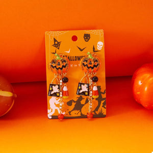 Halloween Pumpkin Drop Earrings — view 5
