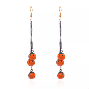 Halloween Pumpkin Chain Drop Earrings — view 5