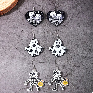 3 Pair Halloween Themed Acrylic Dangle Earrings — view 3