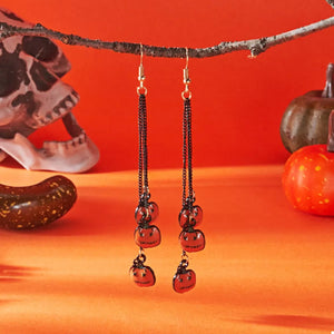 Halloween Pumpkin Chain Drop Earrings — view 3