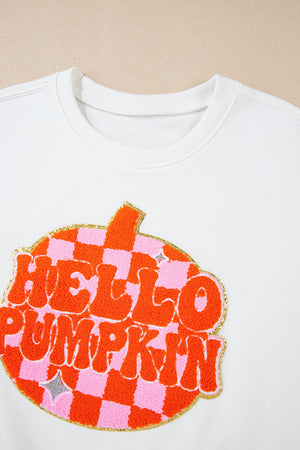 Halloween Pumpkin Terry Patched Pullover Sweatshirt — view 4