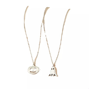 2 Piece Halloween Ghost & Pumpkin Pendant Necklace — view 4