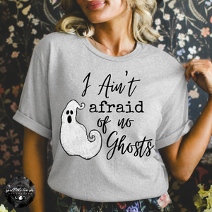 Ain't Afraid of No Ghosts Tee | Funny Halloween Ghost Graphic T-Shirt — view 1