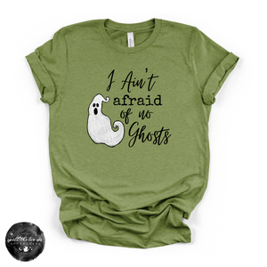 Ain't Afraid of No Ghosts Tee | Funny Halloween Ghost Graphic T-Shirt — view 3