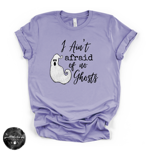 Ain't Afraid of No Ghosts Tee | Funny Halloween Ghost Graphic T-Shirt — view 4