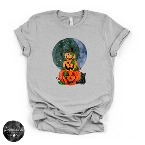Jack O'Lantern Trio Tee | Vintage Halloween Pumpkin Graphic T-Shirt — view 2