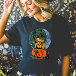Jack O'Lantern Trio Tee | Vintage Halloween Pumpkin Graphic T-Shirt — view 1