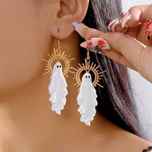 Halloween Sunburst Ghost Drop Earrings — view 1