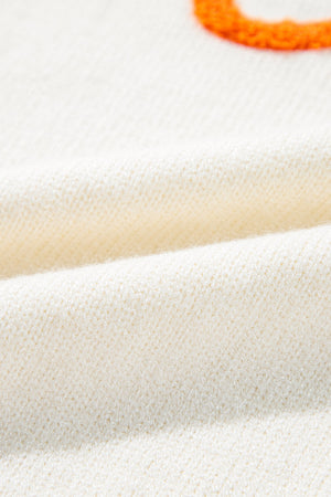 Halloween Boo Drop Shoulder Ribbed Trim Sweater — view 4