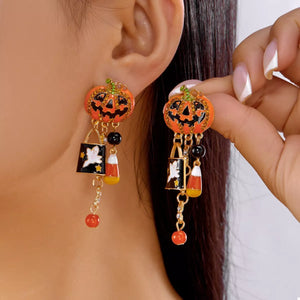 Halloween Pumpkin Drop Earrings — view 1