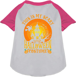 Scary Halloween Costume Pet Raglan Shirt — view 7