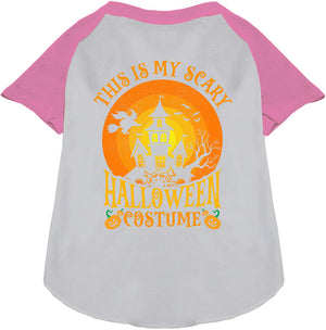 Scary Halloween Costume Pet Raglan Shirt — view 6