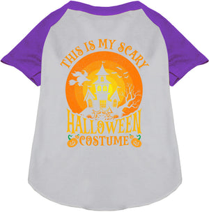 Scary Halloween Costume Pet Raglan Shirt — view 4