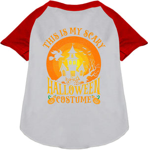 Scary Halloween Costume Pet Raglan Shirt — view 5