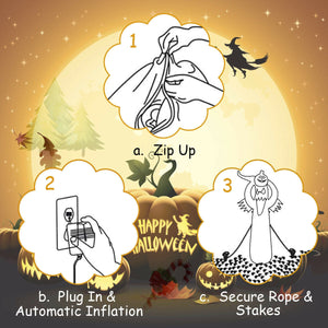 6 Feet Halloween Inflatable Blow Up Ghost with Pumpkin and LED Lights — view 7