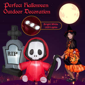 5 Feet Inflatable Halloween Ghost Holding Sickle and Tombstone Yard Decor — view 8