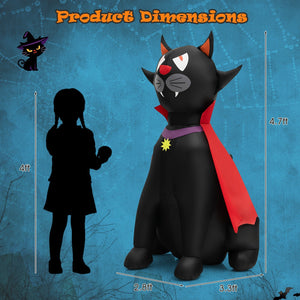 4.7 Feet Halloween Inflatable Vampire Cat with Red Cloak — view 4