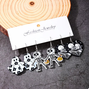 3 Pair Halloween Themed Acrylic Dangle Earrings — view 2