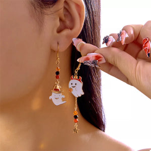 Halloween Ghost Pumpkin Drop Earrings — view 1