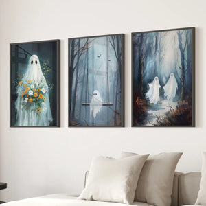 Cute Ghosts Halloween Art Print Gothic Decor Set — view 3