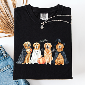 Adorable Halloween Dogs And Bats Pumpkins Spooky Witch Scene Cozy Comfort Colors Tee — view 6
