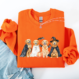 Adorable Halloween Dogs, Bats, Pumpkins, Spooky Witch Patchwork Retro Sweatshirt — view 8