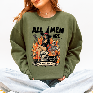 All Men Are Cremated Equally Witch Halloween Feminist Sarcastic Concept Sweatshirt — view 2