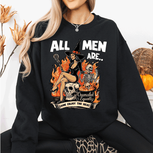 All Men Are Cremated Equally Witch Halloween Feminist Sarcastic Concept Sweatshirt — view 9