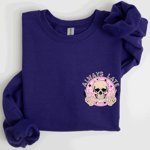 Always Late Skeleton Mood Vibe With A Playful Halloween Spirit And Cozy Pocket Detail Pocket Sweatshirt — view 10