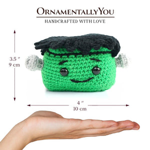 Positivity Frankenstein Crochet Support Doll, Halloween Encouragement Gift for Children and Adults — view 2